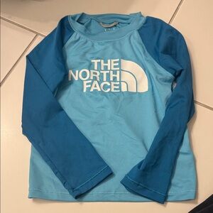The North Face Light and Dark Blue Long Sleeve Shirt 3t like new